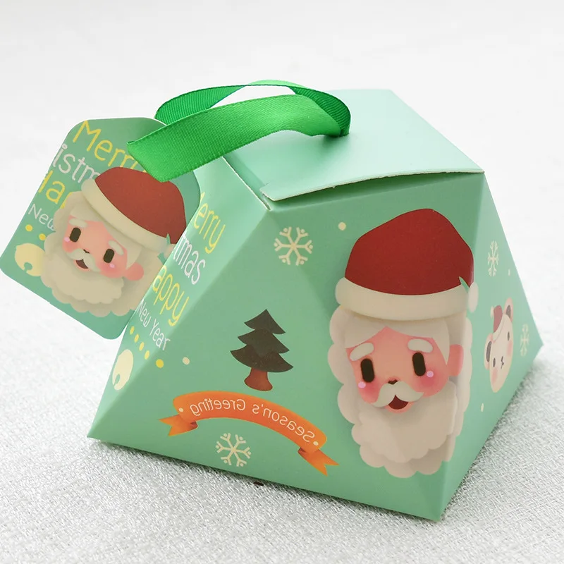 

6pcs Santa Claus Gift Box Cute Deer Fox Bear Paper Candy Box with Ribbon Paper Tag Merry Christmas Biscuits Cookie Packing Boxes