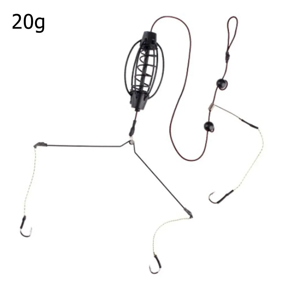 

Fishing Bait Cage 1pcs Black Hook Sinking Line Group PE Line+Metal Hook Inline Method Feeder Cage Fishing Tackles Rig Set Coarse