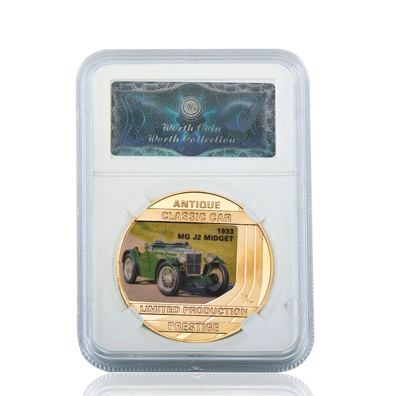 WR старинные классические автомобильные золотые коллекционные монеты с держателем Cion памятная металлическая монета медаль сувенирный подарок набор дропшиппинг - Цвет: coin 1 with case