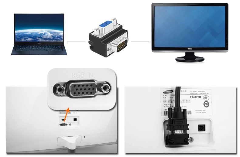 D Sub 15Pin VGA удлинитель VGA Цифровой аудио конвертер VGA мини пол смены 90 градусов разъем 270 градусов VGA расширение пара