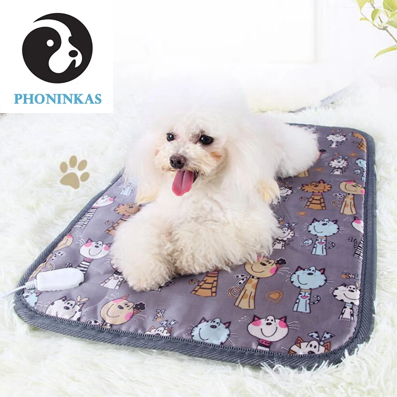 

60*40cm Dog Cat Electric Heat Pad Temperature Adjustable Pet Bed Blanket Puppy Bunny Heater Mat Autumn Winter Cushion