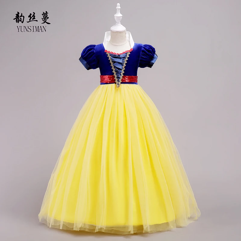 2019 Fashion Kids Girls Elsa Dresses 4 6 8 10 12 14 Years Blue and Yellow Cosplay Costume Party Princess Tutu Dress 1L22A | Детская