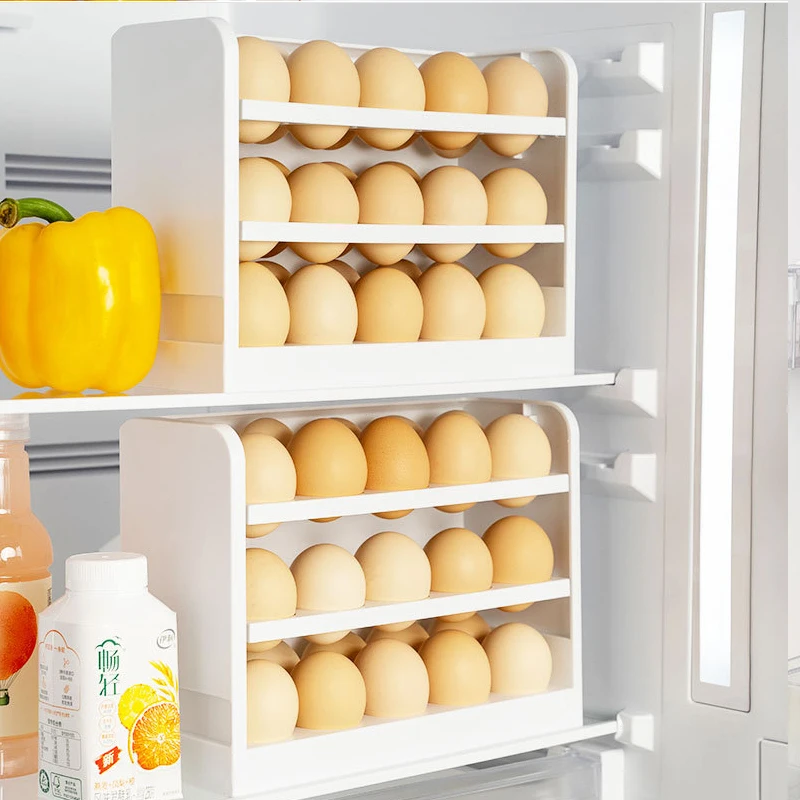 

3 Layer Egg Holder Storage Box Fridge Organizer Containers Rack Space Saving Kitchen Refrigerator Fresh-keeping 30 Grid Egg Tray