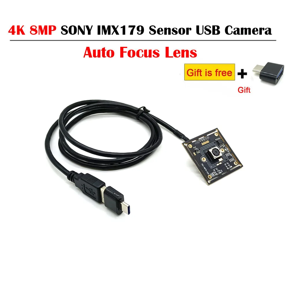 3264X2448 SONY IMX179 Sensor 4K 8MP USB Camera Module UVC OTG USB Drive-Free Board With Auto Focus Lens For PC/Video Conference