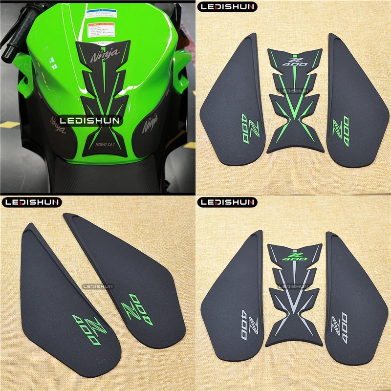 

Motorcycle Tank Pad Protector Sticker Decal Gas Fuel Knee Grip Traction Side For Kawasaki Z400 Z 400 2018 2019