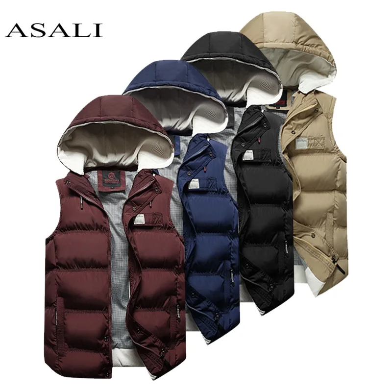 

Hooded Vest Men Outerwear & Coats Lovers Couple Waistcoats Thickening 100% Cotton Men's Casual Warm Vests Sleeveless Windbreaker