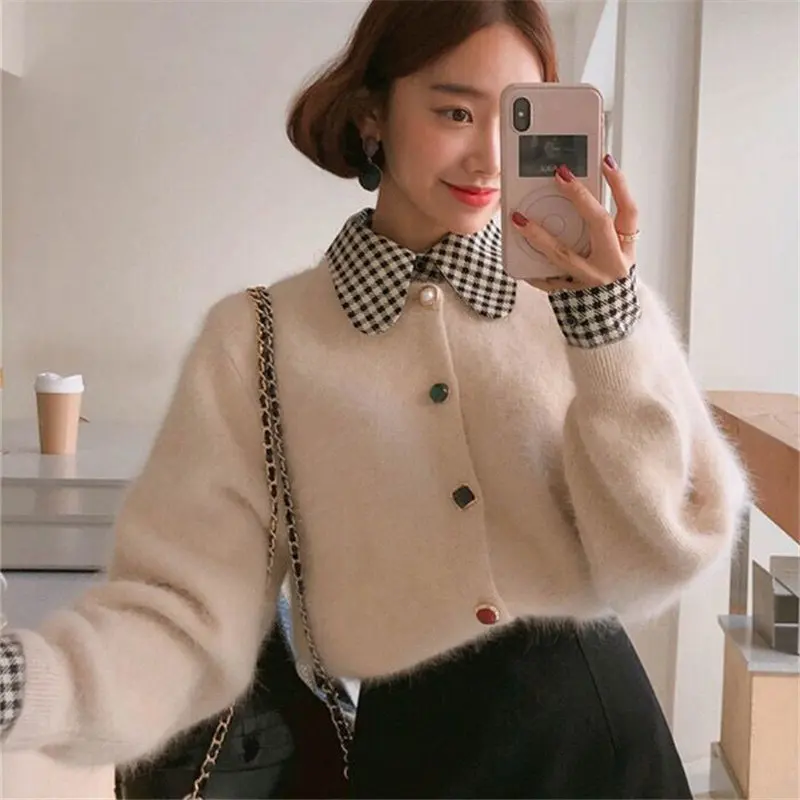 

Alien Kitty Fashion Warm Solid Slender Mink-Velvet 2019 Winter Office Lady Knitted High Street Cardigans All-Match Soft Sweaters