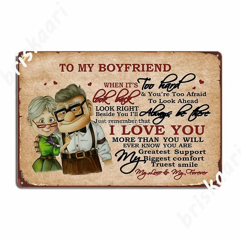 Carl And Ellie To My Boyfriend I Love You Gift For Him Metal Sign