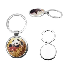 Долгосрочный в настоящее время доступен креативный 30 мм Металл Керамика панда брелок Подвески с ключиками стерео шаблон брелок