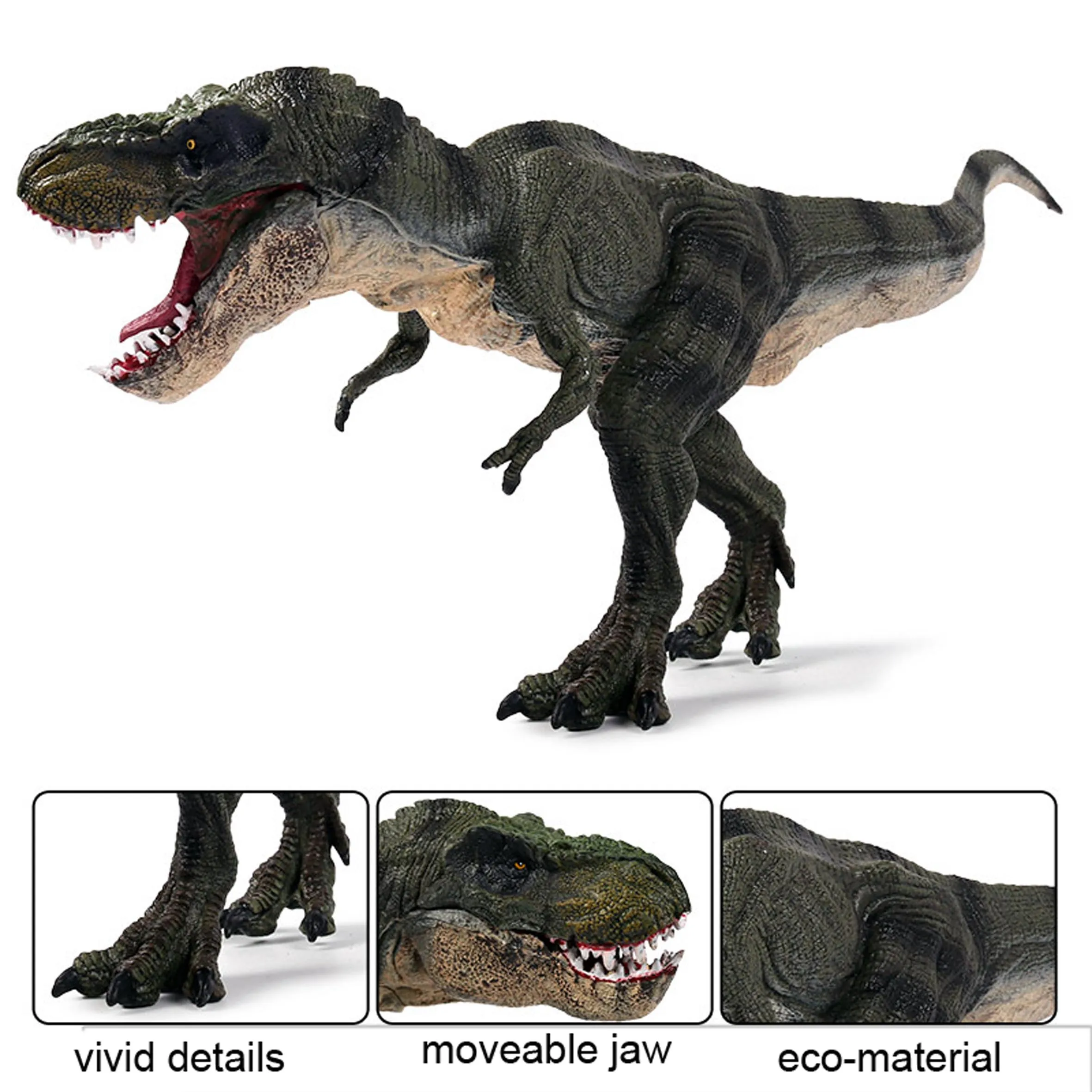 1 шт., ходячий зеленый тираннозавр, игрушка Rex, фигурка, Реалистичная, Т-Рекс, с подвижными челюстями, динозавр, игрушки для детей, декор Юрского периода