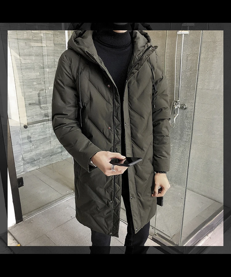 Новая зимняя мужская куртка-пуховик на молнии и Кепка, повседневное пальто средней длины для мужчин