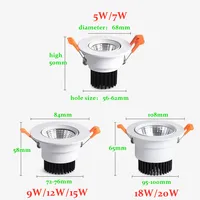 Dimmable AC90V-260V 5W7W9W12W15W18W20W LED Downlights Epistar Chip COB Recessed Ceiling Lamps Spot Lights  For Home illumination - Image 5
