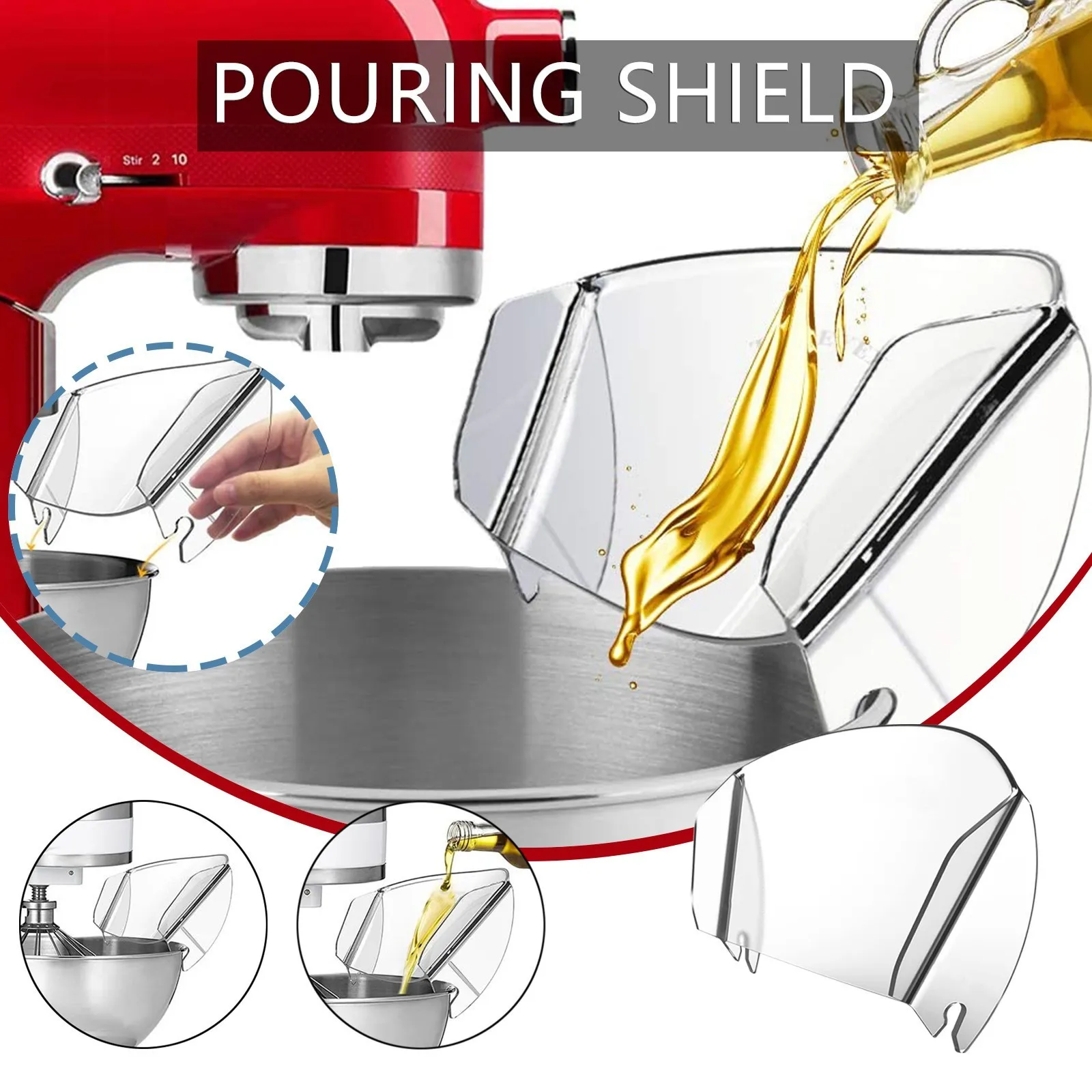 Pouring Shield Chute Universal Pouring Shield Mixing Bowl Splash Guard for Stand Mixer 