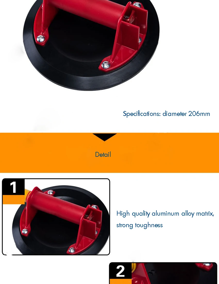 " Вакуумная присоска сверхмощный стеклоподъемник с волоконной нейлоновой ручкой ручной насос присоски для стекла и керамической плитки подъема