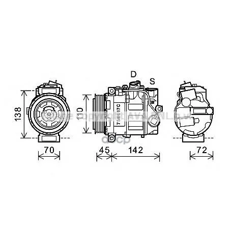 Компрессор Кондиционера Mb: C-Class(W203) 2.0 01- Ava арт. MSAK615