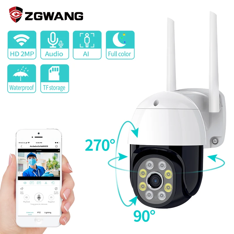 

1080P PTZ Wifi IP CCTV Camera Surveillance Wireless Monitor Camera Hidden Auto Tracking H.265 P2P ONVIF 2MP Security CCTV Camera