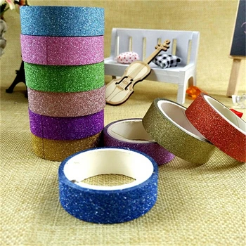 

3M Glitter Washi Tape Sticker Paper Masking Adhesive Office School Tape Label Craft For DIY Decorative Random Color 10 Rolls/lot