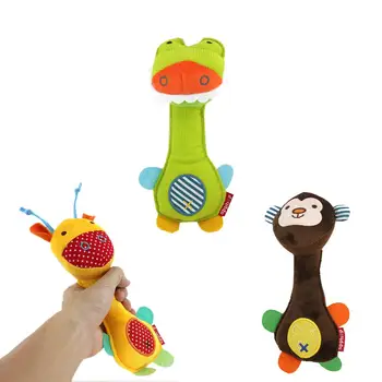 

Cartoon Donkey Monkey Stuffed Baby Soft Plush Hand Rattle Toy Squeaker Stick New
