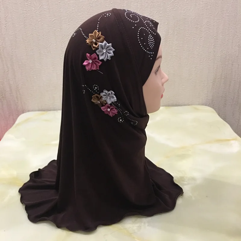 Подходит для девочек от 2 до 7 лет) мусульманский хиджаб для маленьких девочек, размер 50*48 см, хиджабы с цветами - Цвет: 8