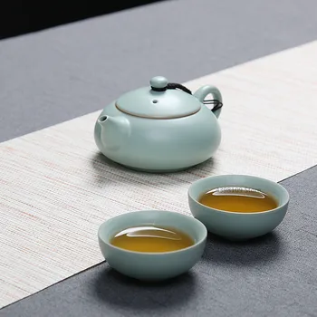 

Ceramic Teapot Ice Cracked Ru Kiln Celadon Cup Filter Bubble Teapot Household Portable Travel Tea Set Chinese Tea Ceremony