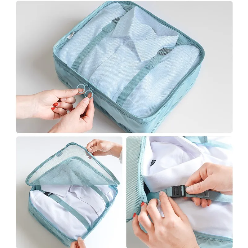 8 шт. набор Упаковка куб сумка дорожный набор Органайзер одежда сетка сумка для хранения нижнего белья бюстгальтер носок перегородка сумка Аксессуары для путешествий