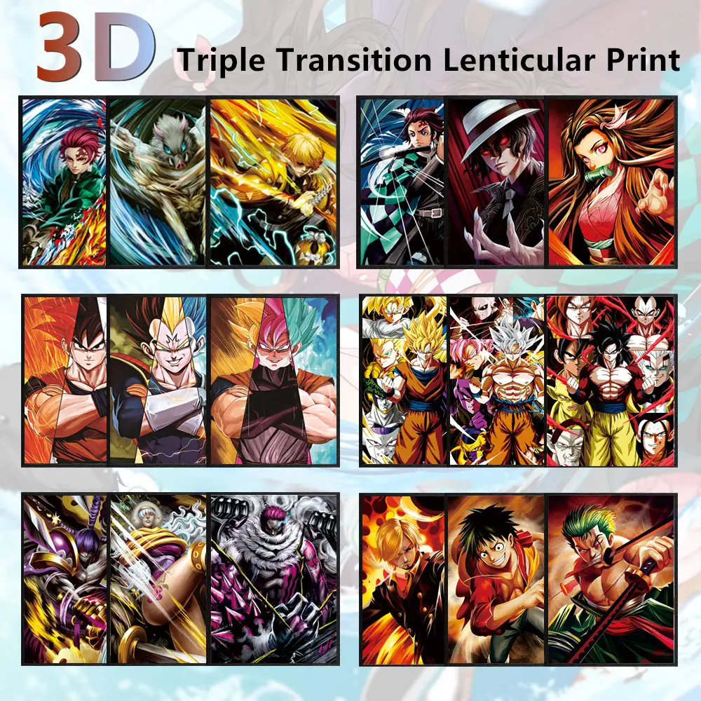 Dbz 3D Lenticulaire Poster Een Stuk 3D Muur Art Schilderijen Naruto Anime 3D Drie-Dimensionale Schilderijen Muur Decor 3D print