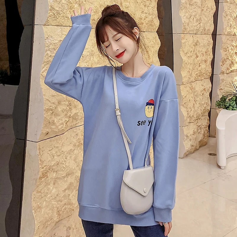 Небесно-голубой Autumn Plus Size Pullover Hoodies Maternity Cotton Clothing Top - Цвет: Небесно-голубой