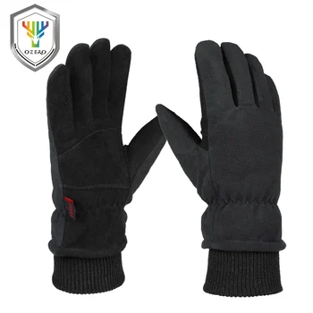 

OZERO Winter Gloves -30°F Cold Proof Deerskin Suede Leather Glove Water-Resistant Windproof Insulated for Driving Cycling Hiking