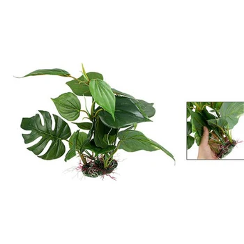 

10" Green Lifelike Underwater Plastic Plant Aquatic Water Grass Decor for Aquarium Fish Tank