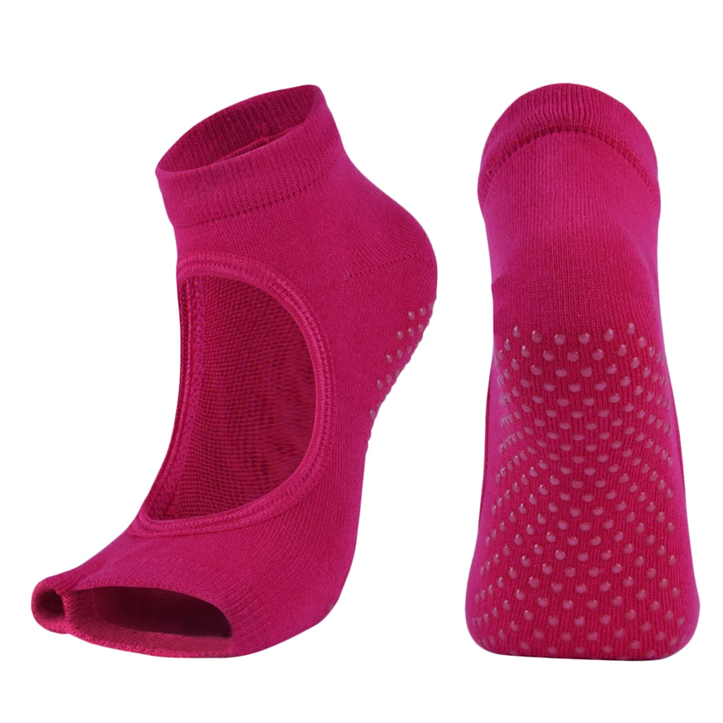 Toeless Socks Yoga, Pilates, Dance, Half Toe with Grips, Anti Non Slip Skid Casual Crew Socks,One Size