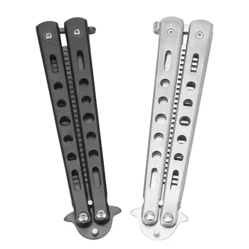

NICEYARD Stainless Steel Foldable Trainer Training Folding Knife Dull Tool Practice Butterfly Knife Comb Flings