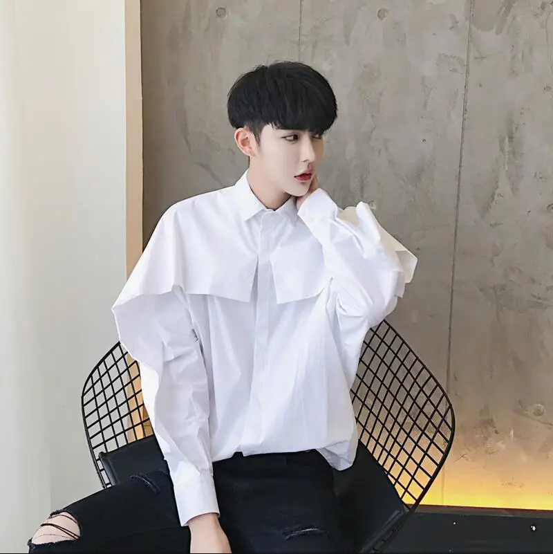 SHENGYUJIN Autumn Japanese Harajuku style personality shirt male loose literary simple dark Sen casual shirt hair stylist tide