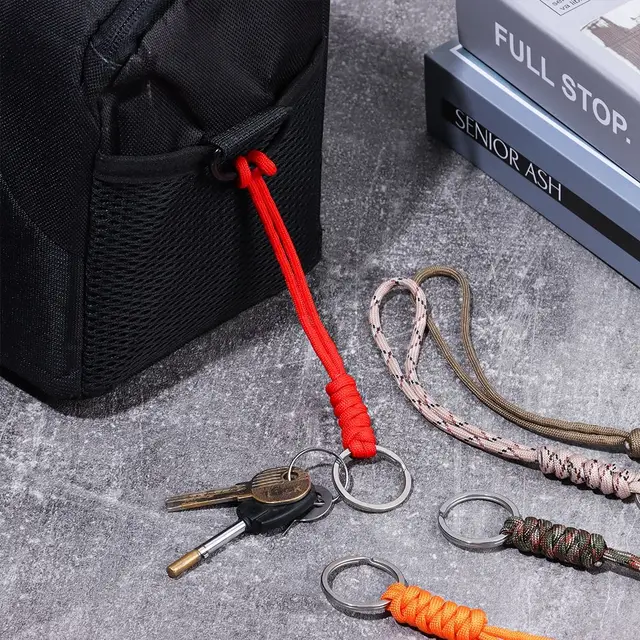 4 Portachiavi Paracord Con Moschettone - Cordino Intrecciato Per Escursionismo E Campeggio - Foto 8