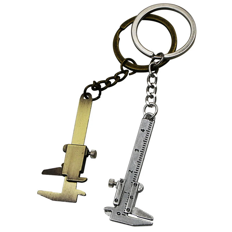 Tools Keychains Movable Vernier Caliper Metal Key Ring Chain Keychain Keyring 