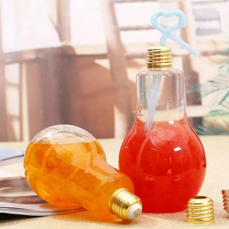 

Creative Bulb Shape Water Bottle Drinks Cup Cute Fashion Milk Juice Light Bulb Leak-proof Water Bottle Portable Bottles Kettle