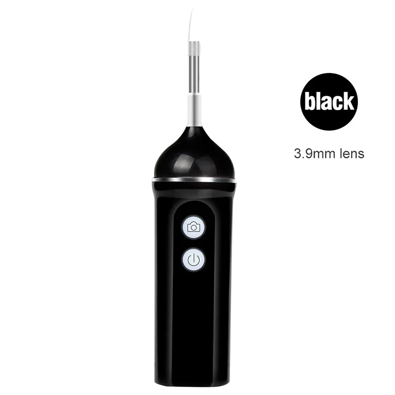 Black 3.9mm WIFI Endoscope Camera 1.0MP 3.9MM Wireless Ear Scope Camera USB Ear Cleaning Tool with 6 Adjustable LEDs for iPhone Android PC - Color: Black 3.9mm