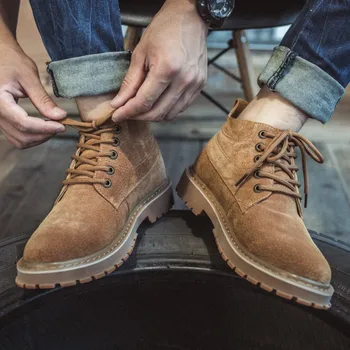 

Mens Boots Winter Boots British Trend Men's Boots Retro Boots Tide Tooling Shoes Fashion Men's Snow Shoes Work Safety Shoes