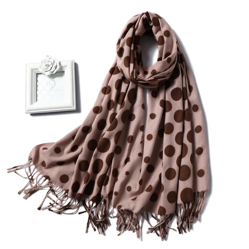 Роскошный бренд новые зимние теплые кашемировые шарфы с узором в горошек высокого качества длинные женские шарфы и шали из фуляра Femme