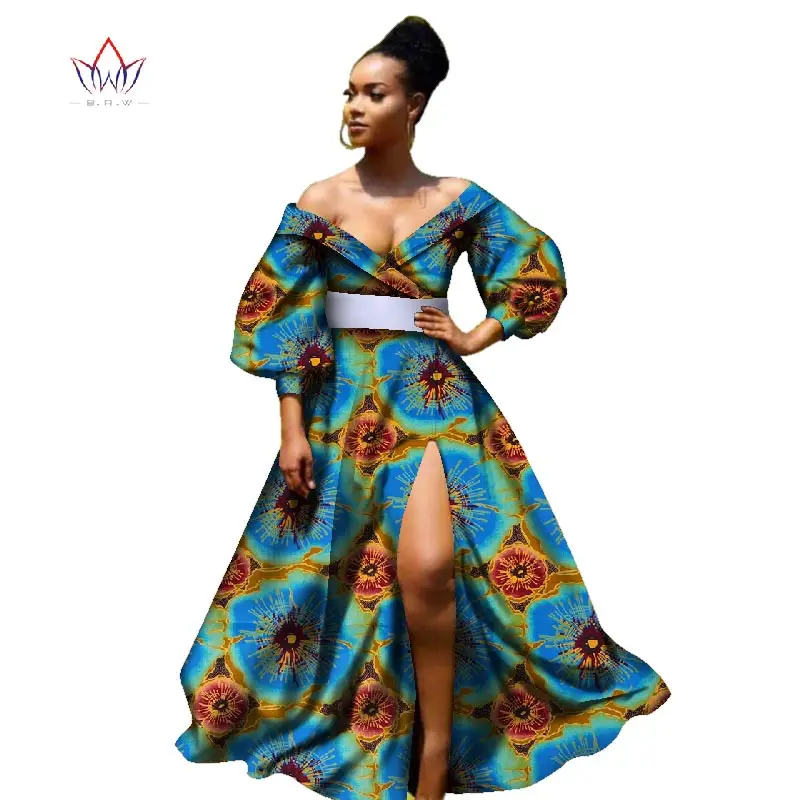 african bazin dresses for women african Three Quarter sleeves dresses for women african clothing wax dashiki fabric WY2255 - Цвет: 24