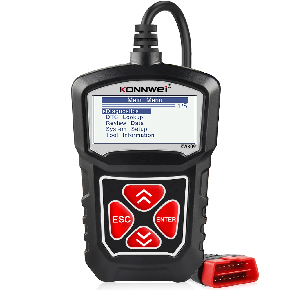 Cylinder Stethoscope KONNWEI KW309 OBD2 Engine Code Reader Automotive Car Diagnostic Tools Scanner Device EOBD Autoscanner Better Than ELM327 car battery charger