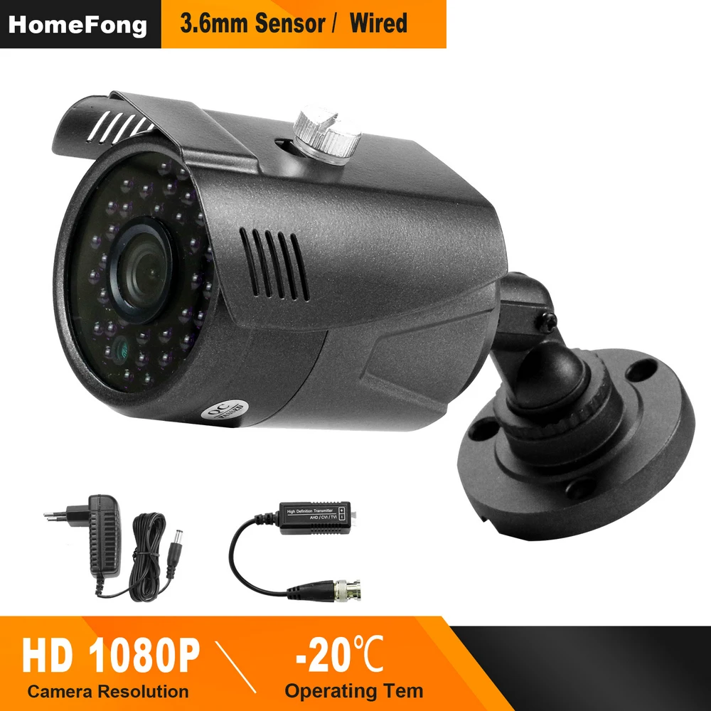 HomeFong Surveillance Camera HD1080P CCTV Camera for Video Intercom Wired Home Security Outdoor Waterproof Infrared Night Vision