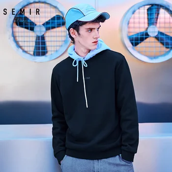 

SEMIR Hoodies men spring winter 2020 new embroidered round neck pullover Korean trend cotton loose sweatershirt