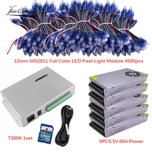 4500pcs12mm WS2811 RGB Полноцветный пиксельный свет модуль+ T300K 8 портов 8192 контроллер пикселей+ 5 В 60A светодиодный мощность 5 шт