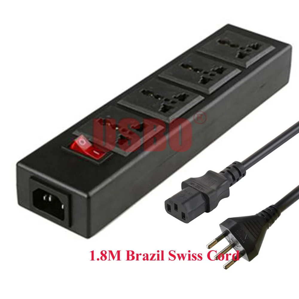 Черный 250v 13a 4 jack многофункциональный универсальный адаптер питания розетка PDU