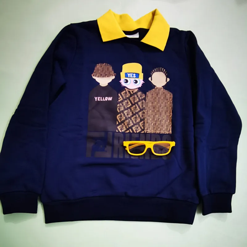 

Boy's Letter print cotton navy blue sweater