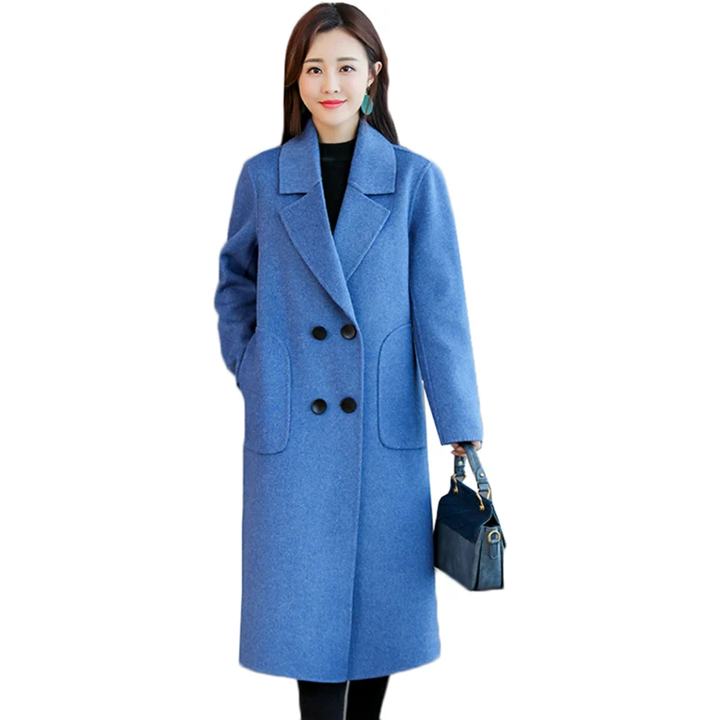 

New Plus Size 5XL Autumn Winter Women Wool Jacket High Quality Double-breasted Overcoat Elegant Women Loose Long Woolen Coat