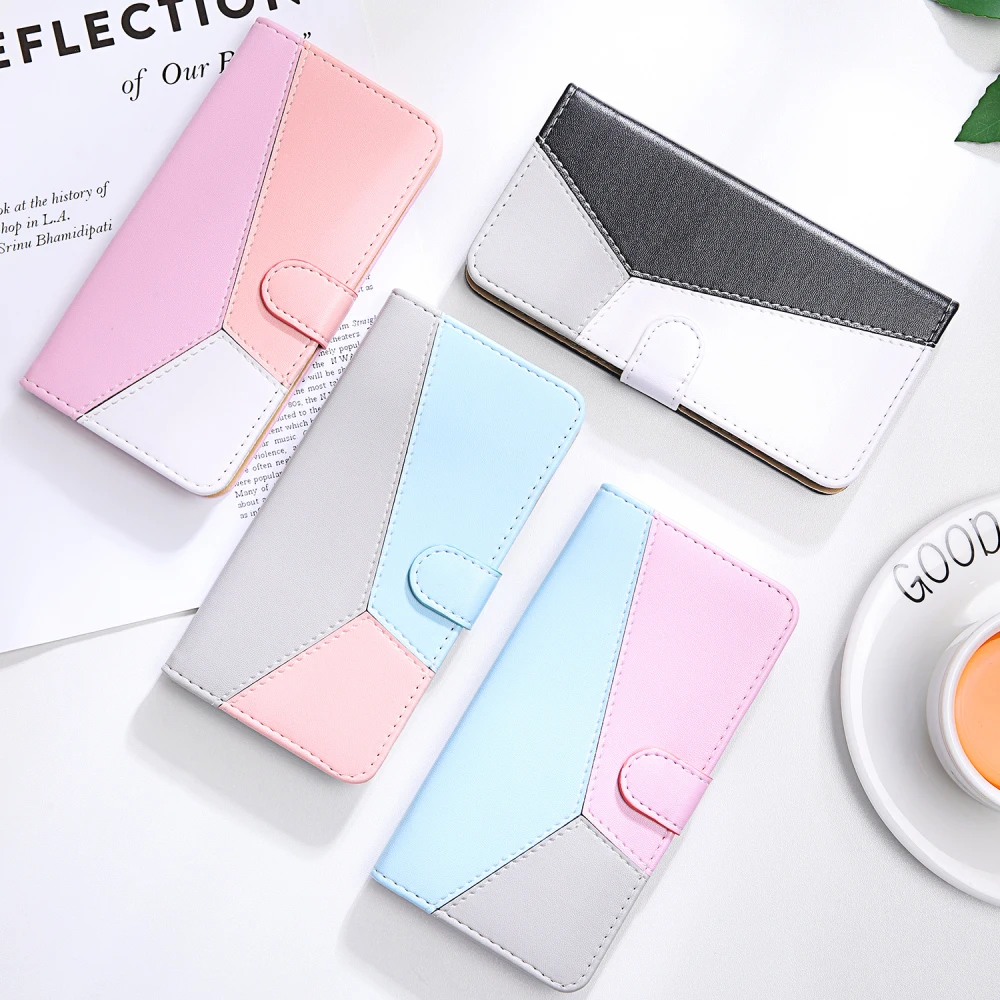 Tricolor Splicing Flip Case For iPhone 12 11 Pro XR XS Max Leather Wallet Phone Cover 8 7 6 6S Plus X Cases Fundas | Мобильные