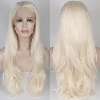 

White 13*3 Synthetic Lace Front Lace Wig Female Long Wave Glue-free High Temperature Resistant Fiber Cosplay / Female Wig