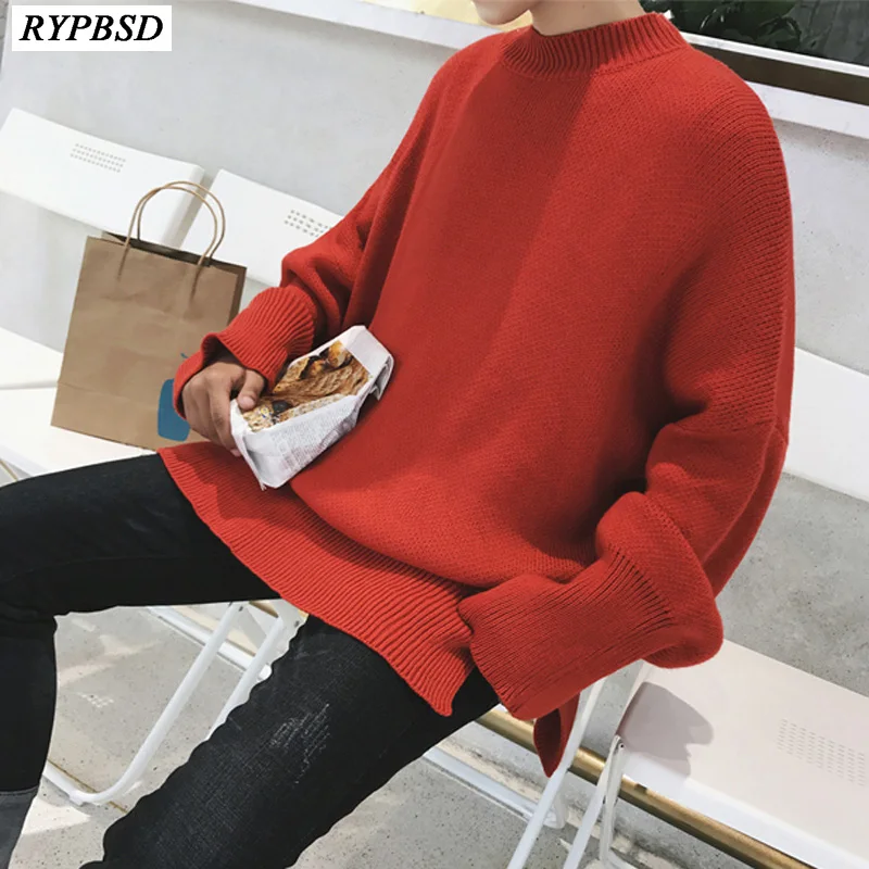 Men Knit Sweater Round Neck Solid Color Long Sleeve Hip Hop Men Sweater Pullover Fashion Casual Knitted Men Sweater Cashmere