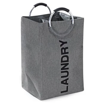 

Laundry Bag Imitation Linen Double Storage Basket Storage Bag Solid Color Shopping Bag Dirty Clothes Bag Household Items